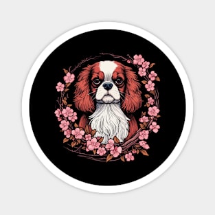 King Charles Spaniel with Cherry Blossom flowers Magnet